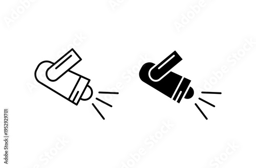 Searchlight icon with editable stroke. Black solid icons