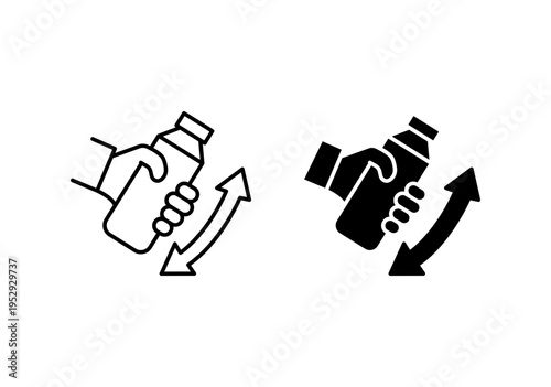 Shake well icon with editable stroke. Black solid icons