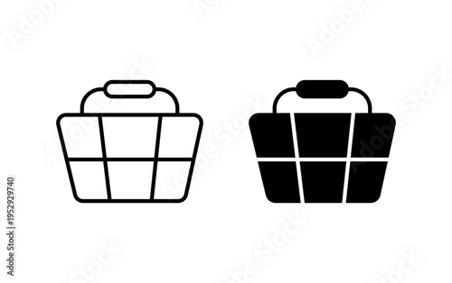 Shopping basket icon with editable stroke. Black solid icons