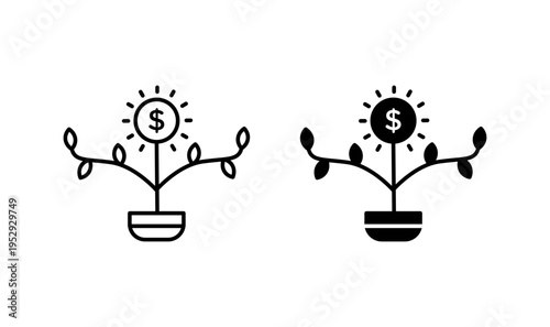 Short-term capital appsreciation icon with editable stroke. Black solid icons