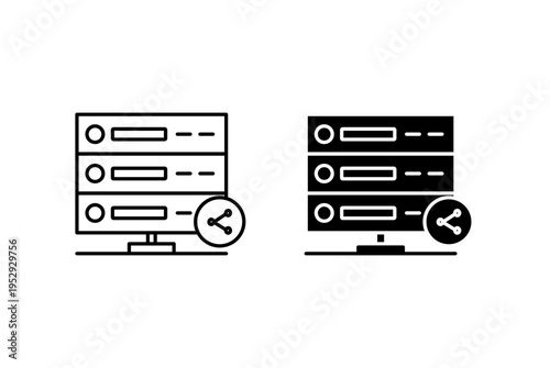 Shared hosting icon with editable stroke. Black solid icons