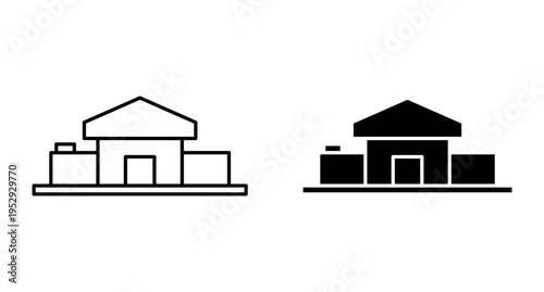 Showroom icon with editable stroke. Black solid icons