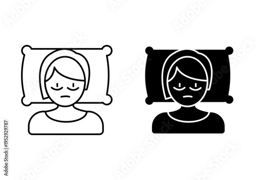 Sleep deprivation icon with editable stroke. Black solid icons