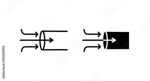 Suction process icon with editable stroke. Black solid icons