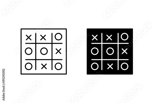 Tic tac toe icon with editable stroke. Black solid icons