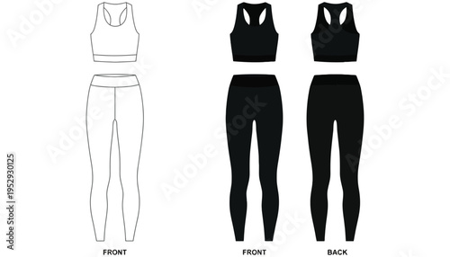 Yoga outfit vector illustration with leggings and sports bra