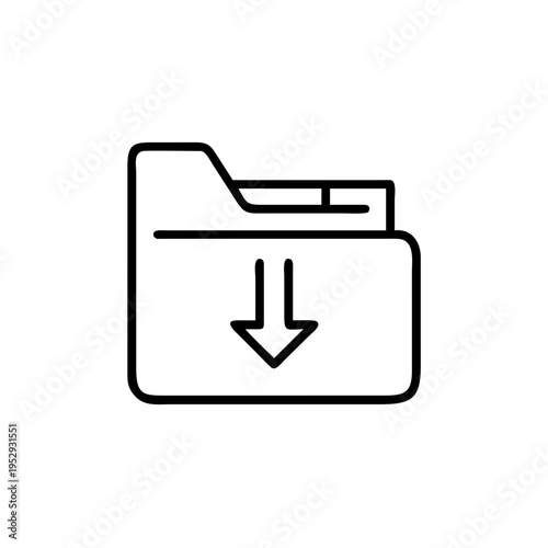 Folder download icon vector illustration for data storage management and digital file organization