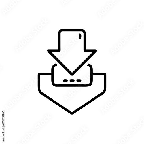 Download arrow icon for software update install file transfer digital storage outline vector art