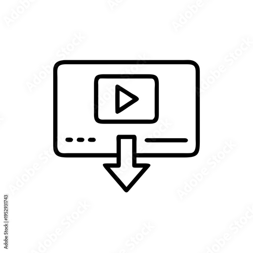 Download video player icon representing online content download or media asset transfer
