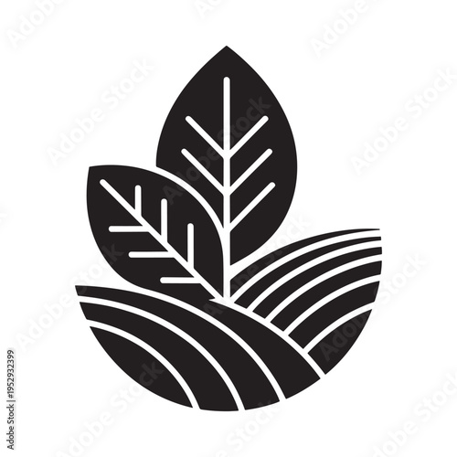 Wallpaper Mural Simple black and white illustration of leaves and curved lines Torontodigital.ca