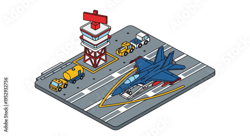 Blue airplane on a runway track.