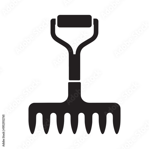 Wallpaper Mural Simple black silhouette of a garden rake with a wooden handle Torontodigital.ca