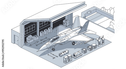 Detailed illustration of a fighter jet.