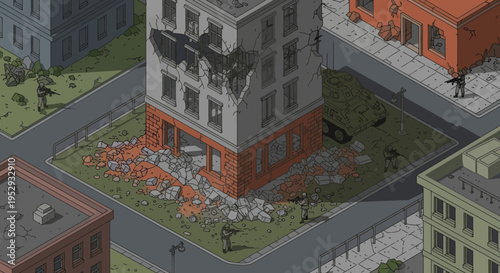 Burnt out building after fire damage.