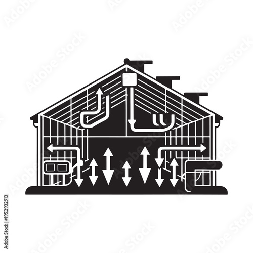 Wallpaper Mural Diagram illustrating an attic s ventilation system with airflow and components Torontodigital.ca