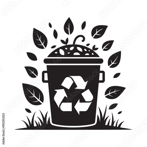 Wallpaper Mural Recycling bin overflowing with organic waste and surrounded by foliage Torontodigital.ca