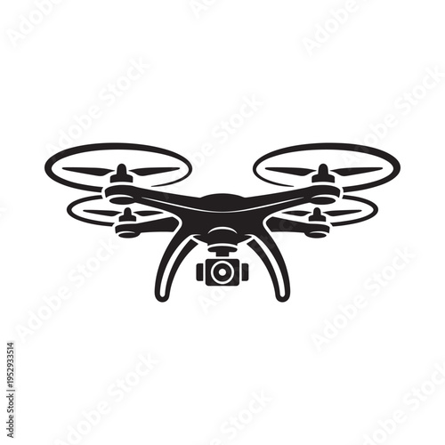Wallpaper Mural Black silhouette of a modern quadcopter drone with a camera gimbal Torontodigital.ca