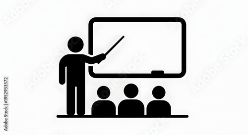 A teacher presenting to students in a classroom setting with a whiteboard