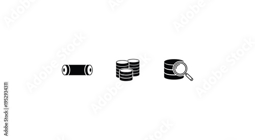 Black and white illustration of three cylindrical objects