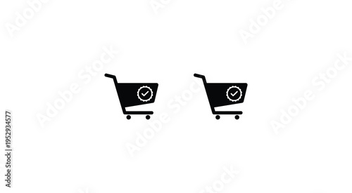 Two shopping carts with prohibition signs on a white background