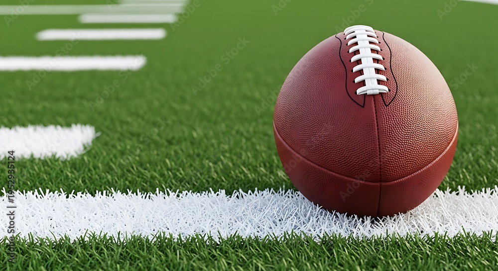 Obraz premium American Football on Field with Yard Lines