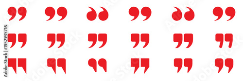 Bold Quotation Marks and Apostrophe Symbols Set for Typography and Publishing. quotation mark icon set for ui design and web interface. Quotation marks vector icon set red and blue symbol collection. 