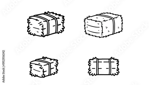 A hay bale icon set in a simple line illustration style