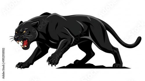 Black Panther Prowling Silhouette Illustration