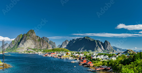 View of Reine on the Lofoten Islands in Norway