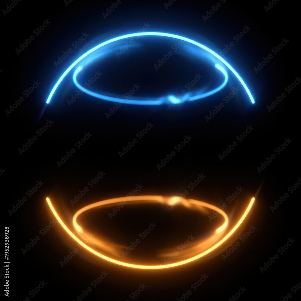 Naklejka premium Neon Circles Abstract Light Effects Dynamic Energy Glow
