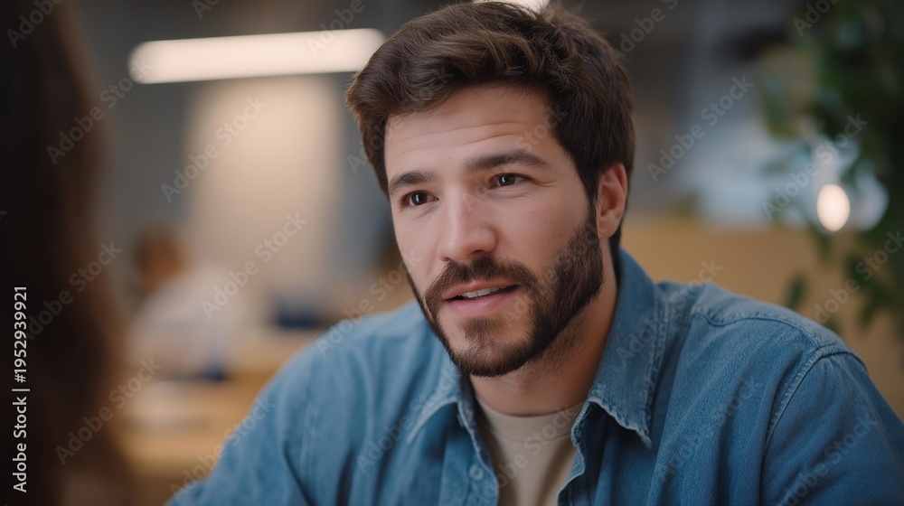 Obraz premium Co-founder equity renegotiation, contribution imbalance addressed honestly, difficult conversation happening constructively, fairness sought by both parties, ideal for partnership adjustments and