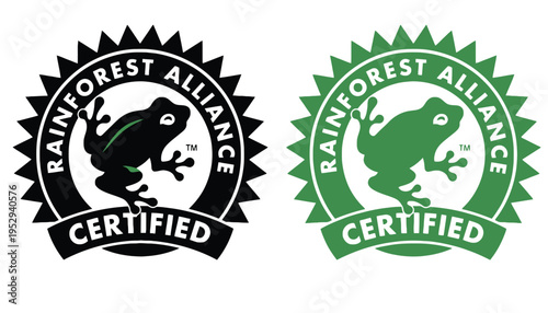 Rainforest Alliance certified logos in black and green on white background