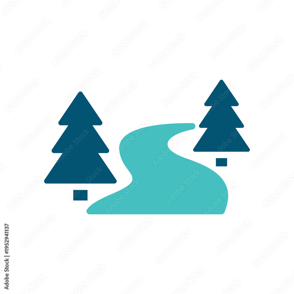 Fototapeta premium Alaska River Forest Landscape Symbol