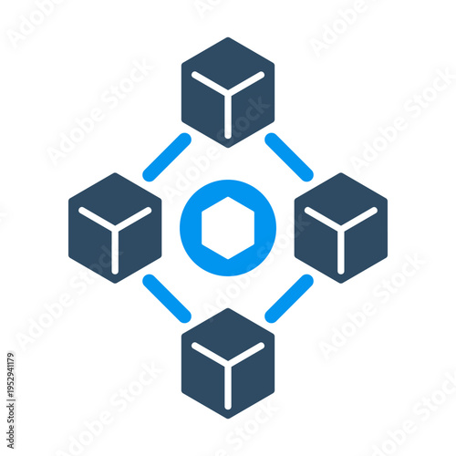 Blockchain Network Token Cube Connection Emblem