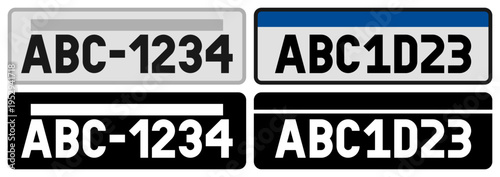 Flat icons of vehicle license plates from the Brazilian system