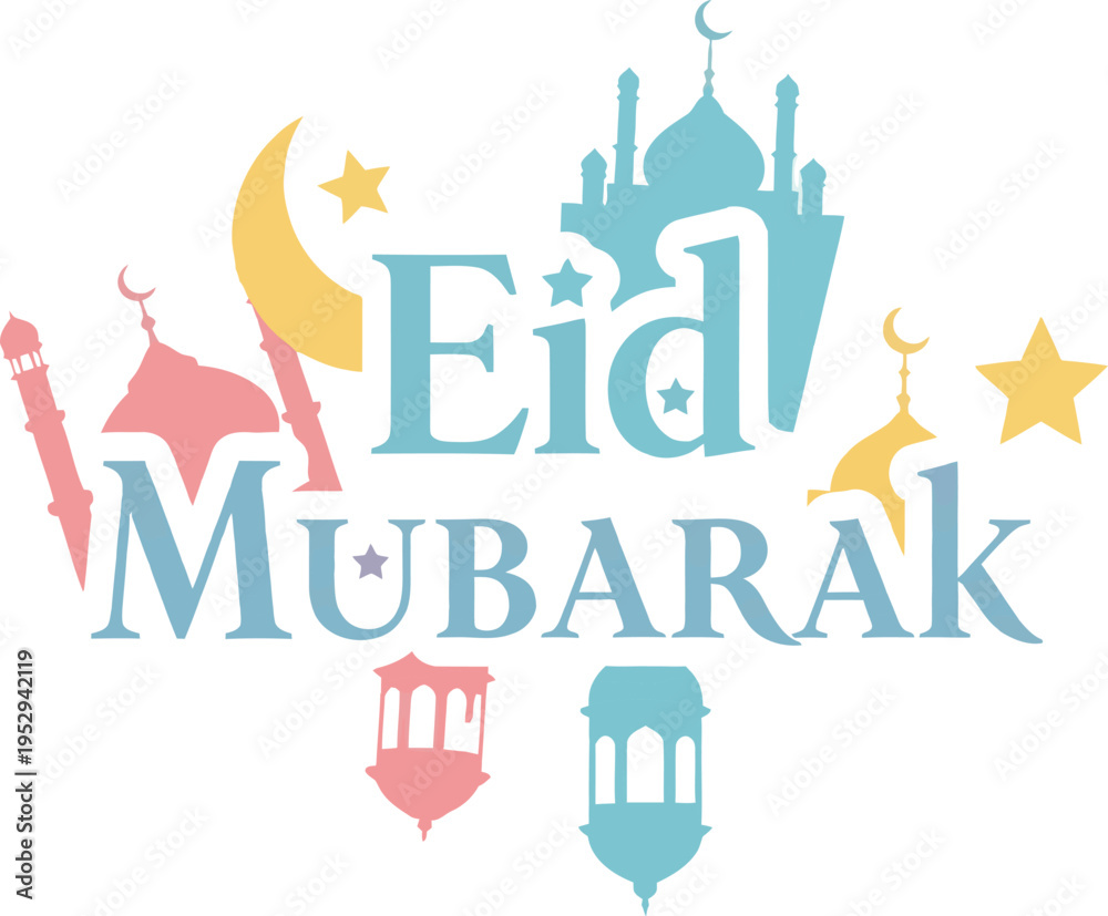 Fototapeta premium Colorful celebration graphic for eid mubarak festivity