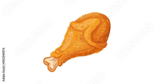Golden Fried Chicken Leg Isolated on White Background - Delicious Crispy Drumstick