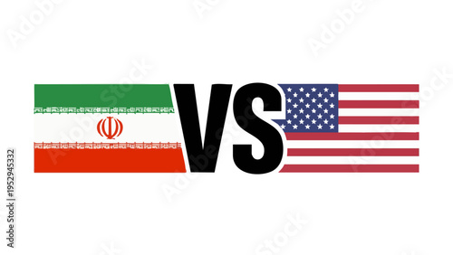 Iran vs USA Political Rivalry Typography Concept Vector Illustration
