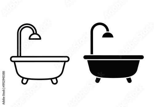 An illustration depicts two bathtubs with shower heads side by side.