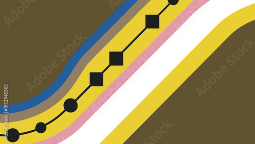 Abstract Diagram of Connectivity and Flow with Colored Lines and Geometric Shapes