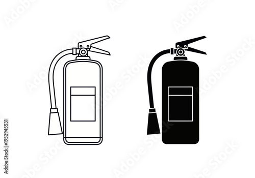 Two fire extinguishers are shown side by side in illustration style