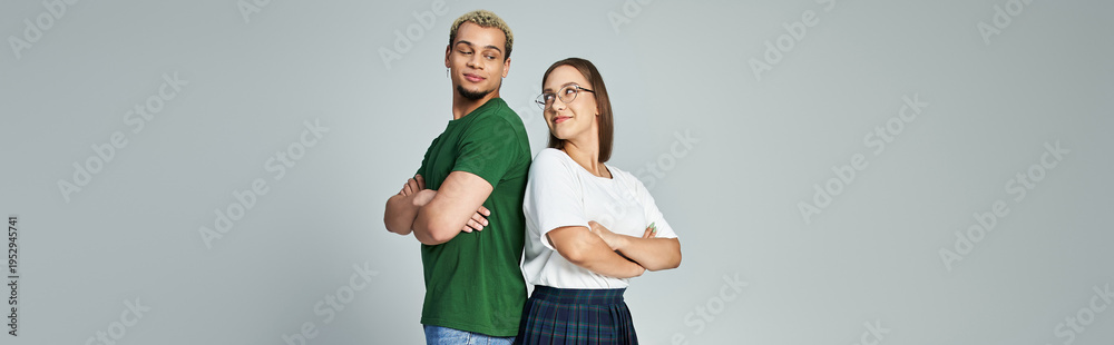 Fototapeta premium Celebrating friendship between a young Black man and his female friend