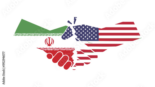 Broken Handshake Iran and USA Political Conflict Concept Vector