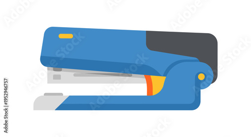Blue office stapler on white background