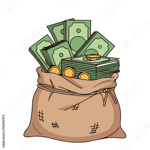 Financial Wealth Concept Money Sack Illustration