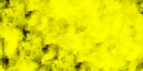 Vibrant Neon Yellow Smoke on Black Background, Abstract Gritty Cloud Texture