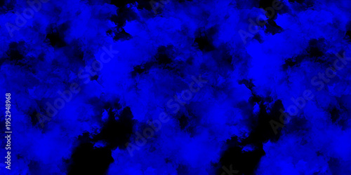 Dramatic Cobalt Blue Smoke on Black Background, Abstract Gritty Ink Splash Texture