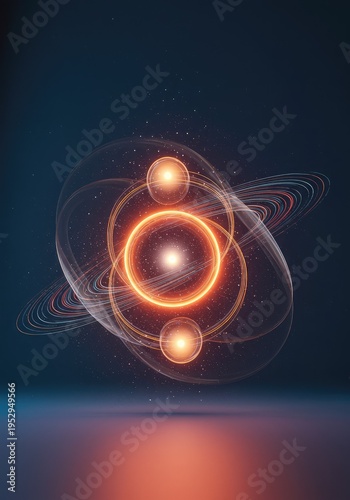Abstract illustration showing balanced energy flow and perfect cosmic harmony against a minimalist clean blank canvas for text, motion, minimalist, backdrop