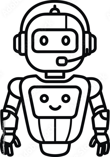 Cute AI robot assistant icon, artificial intelligence chatbot technology friendly digital automation helper futuristic robotics vector illustration