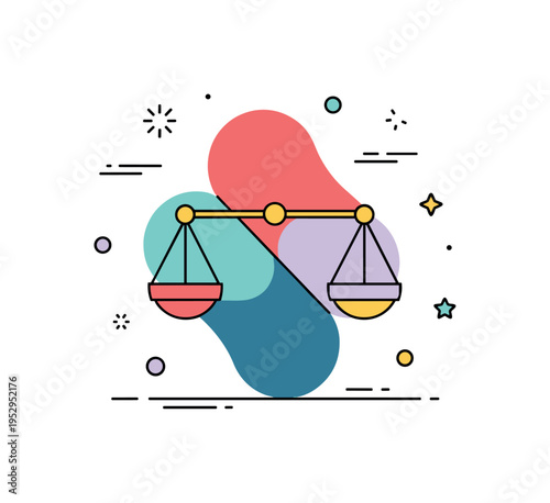 Editorial graphic balance concept centered on intersecting shapes forming a cohesive visual badge, symbolizing thoughtful arrangement and spatial awareness.